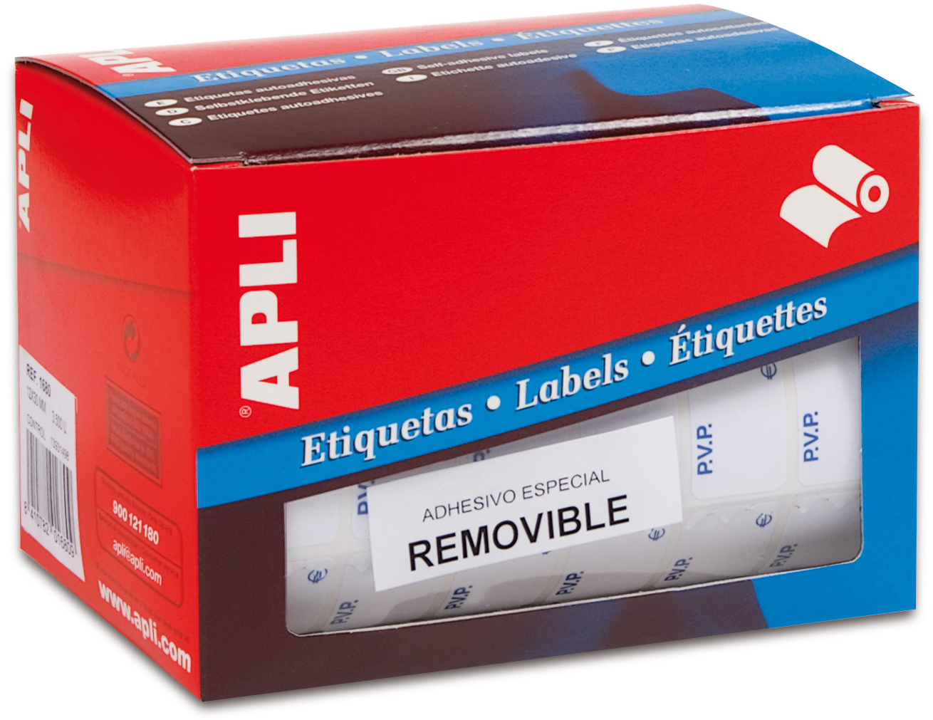 Rollo Etiquetas PVP Blancas Removibles 12x18 mm. Apli