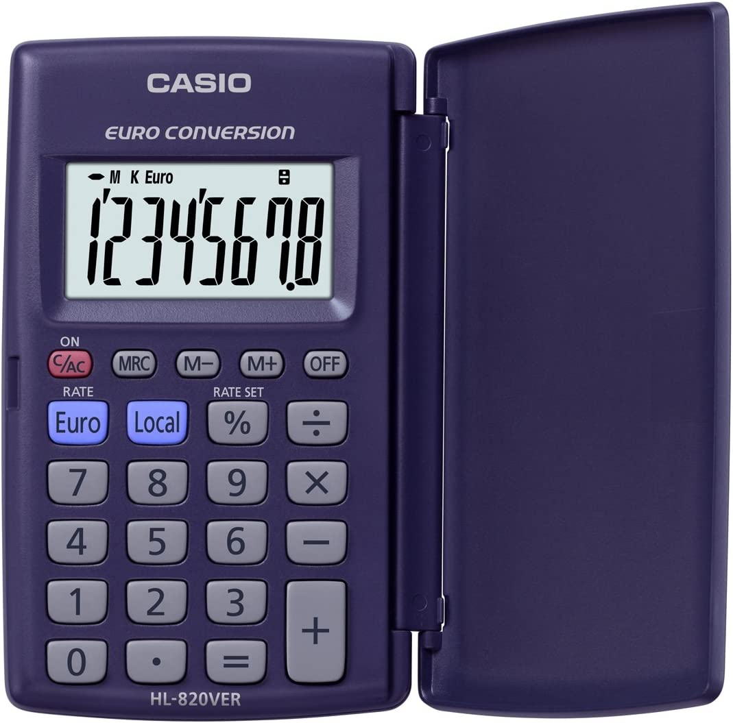 Casio HL820VER Calculadora con Tapa, 8 Digitos, Azul