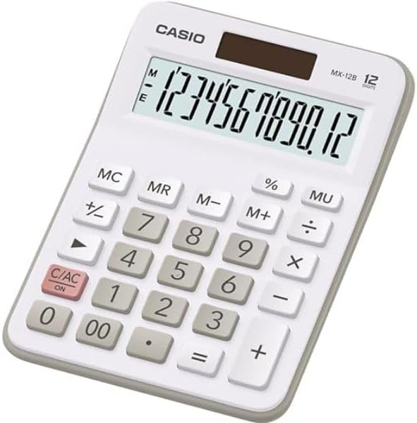 Casio MX-12B Calculadora de Escritorio Pequeña, 12 Digitos. Blanco