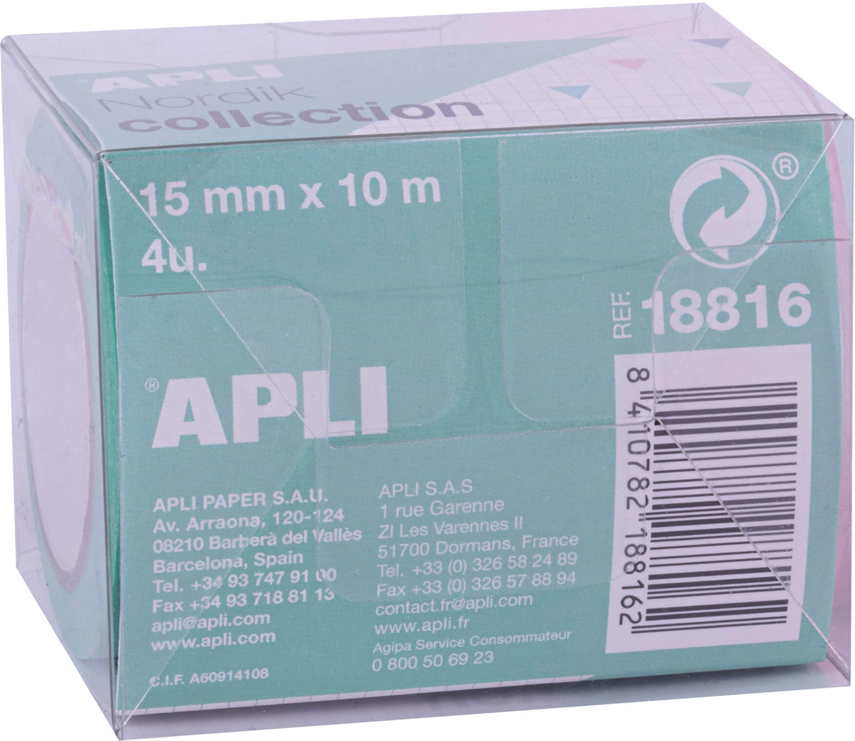 Apli Pack Cintas Adhesivas de Papel Washi, 4 U, Tonos Nordik, Decorativas y Reutilizables, Multicolor