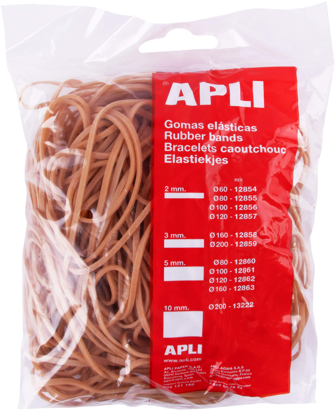 Apli Gomas Elasticas de 14cm. Bolsa de 100gr