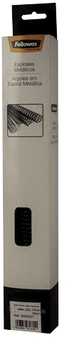 Fellowes Pack de 100 Espirales Metalicas 8mm, Hasta 40 Paginas, Negro