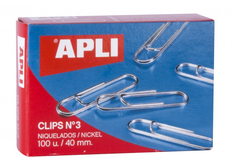 Clips Niquelados de 40mm. Caja 100 uds. Apli Nº3