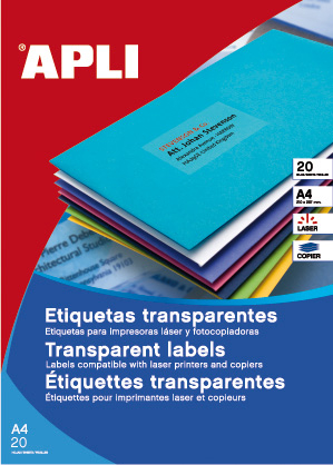 Apli Etiquetas Translucidas (Resistentes Intemperie) 105.0x148 mm. 20 Hojas A4