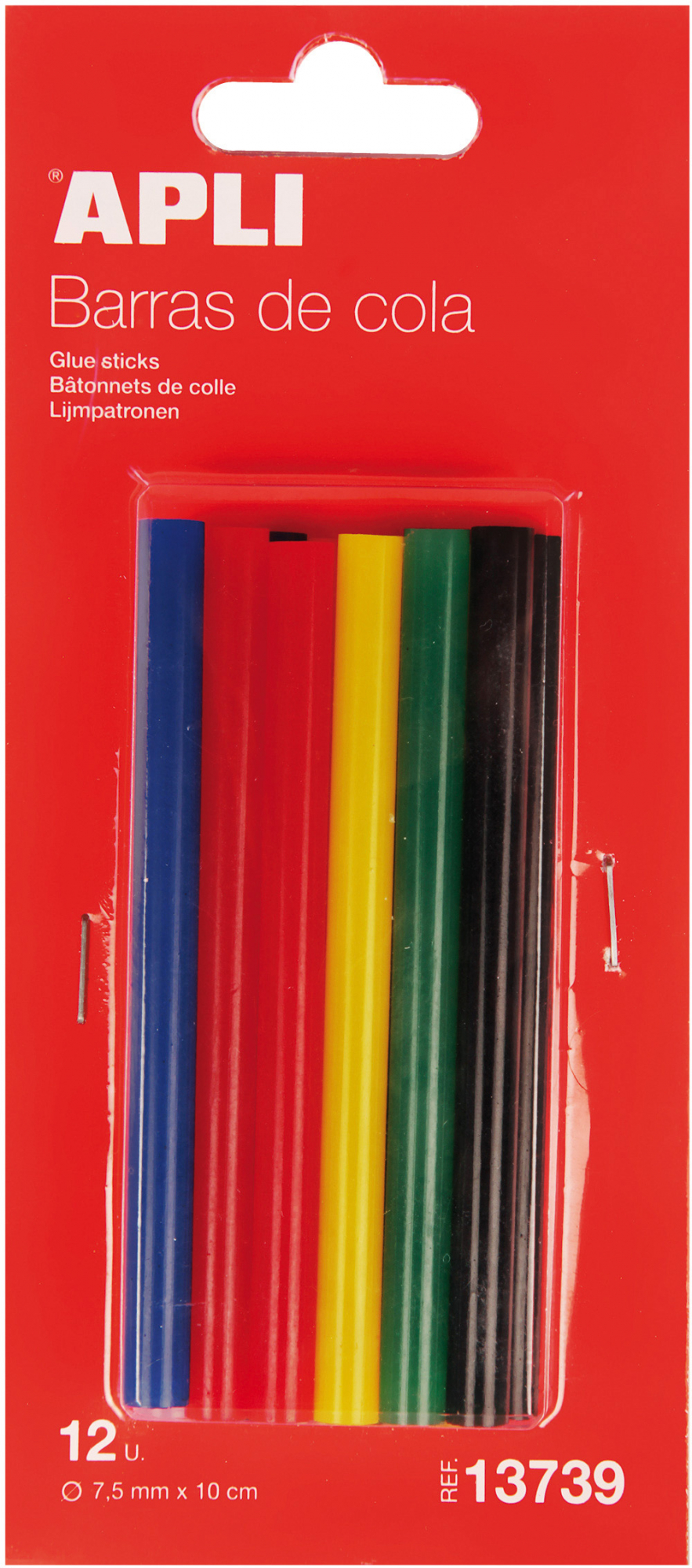 Apli Pack de 12 Barras Termofusibles de Colores Surtidos diametro 7.5mmx10cm