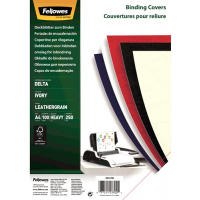 Fellowes Pack de 100 Portadas de Carton Simil Piel Delta Cuero A4, 250 gr, Marfil
