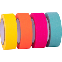 Apli Pack Cintas Adhesivas de Papel Washi, 4 U, Tonos Fluor, Decoracion y Manualidades, Multicolor
