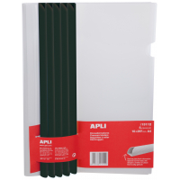 Apli Encuadernadores Deslizantes en Negro 10 x 297mm con Funda Transparente, Ranura para Facil Insercion de Hojas, Capacidad par