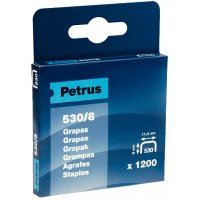 Petrus Grapas 530/8 Cobreadas para Clavadora, Caja de 1200 Grapas