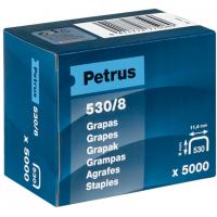Petrus Caja de 5000 Grapas 530/8 Cobreadas para Clavadora