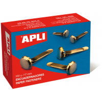 Apli Encuadernadores Metalicos Dorados 17mm, Caja de 100, sin Arandela