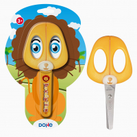 Dohe Tijera Escolar para Niños, Acero Inoxidable, Puntas Redondeadas, Diseño Leon