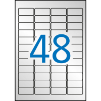 Apli Etiquetas Metalizadas Plata 45.7x21.2 mm. 20 Hojas A4