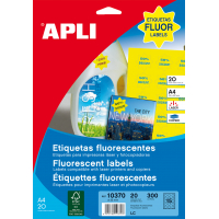 Apli Etiquetas Amarillo Fluorescente Permanentes Estrella Diametro 35 mm. 20 Hojas A4