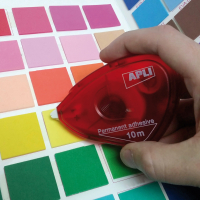 Apli Aplicador Adhesivo Doble Cara 8mm x 10m, Facil de Usar, Adhesivo Fuerte, Ideal para Manualidades y Proyectos Escolares -