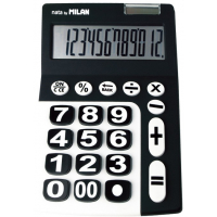 Milan Calculadora de 12 Digitos Extra Grande, Negro y Blanco