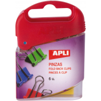 Apli Pinzas Abatibles 19mm. Caja de 6 uds. Colores Surtidos