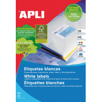Apli Etiquetas Permanentes 99.1x38.1 mm. 25 Hojas A4