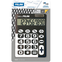 Milan Calculadora 10 Digitos, Sobremesa, Teclas Grandes, Negro y blanco