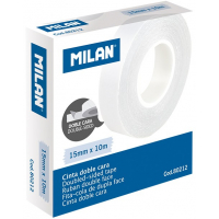Milan Cinta Adhesiva Doble Cara, Medidas 15mm x 10m, Color Translucido