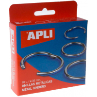 Apli Pack de 20 Anillas Metalicas Articuladas diametro 32 mm