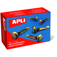 Apli Encuadernadores Metalicos Dorados 12mm, Caja de 100, sin Arandela