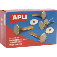 Apli Encuadernadores Metalicos con Arandela, 25mm, Caja de 100