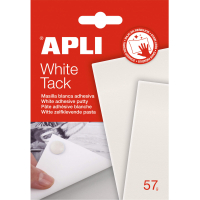 Apli Tack Masilla Blanca 57g, Adhesivo Reutilizable, No Deja Residuos, Facil de Moldear, Blanco