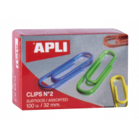 Clips colores de 32mm. Caja 100 uds. Apli Nº2 