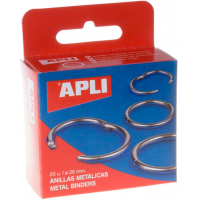 Apli Pack de 20 Anillas Metalicas Articuladas diametro 25 mm