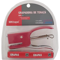 MKtape MK1 Pack de Grapadora de Tenaza Mini + 1000 Grapas Nº 10, Hasta 12 Hojas, Rojo