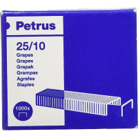 Petrus Caja de 1000 Grapas 25/10 Galvanizadas, Hasta 60 Hojas