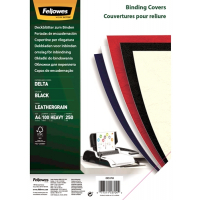 Fellowes Pack de 100 Portadas de Carton Simil Piel Delta Cuero A4, 250 gr, Negro