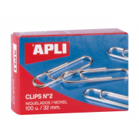 Clips Niquelados de 32mm. Caja 100 uds. Apli Nº2 