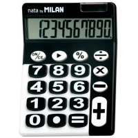 Milan Calculadora 10 Digitos, Sobremesa, Teclas Grandes, Negro y blanco