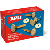 Apli Encuadernadores Metalicos con Arandela, 30mm, Caja de 100