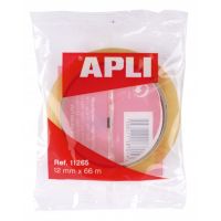Apli Cinta Adhesiva Transparente 12mm x 66m, Adhesivo sin Ruido