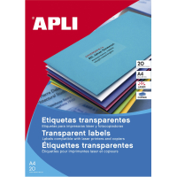 Apli Etiquetas Permanentes Translucidas 210x297 mm. 20 Hojas A4 (Resistentes Intemperie)