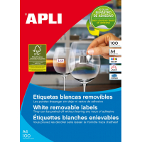 Apli Etiquetas Blancas Removibles 97x42.4 mm. 100 Hojas A4
