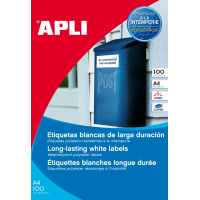 Apli Etiquetas Blancas (Resistentes Intemperie) 210x297 mm. 100 Hojas A4
