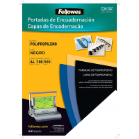 Fellowes Pack de 100 Portadas de Polipropileno A4, 500 Micras , Negro