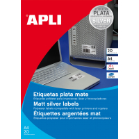 Apli Etiquetas Metalizadas Plata 45.7x21.2 mm. 20 Hojas A4