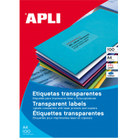 Apli Etiquetas Translucidas (Resistentes Intemperie) 70x37 mm. 20 Hojas A4