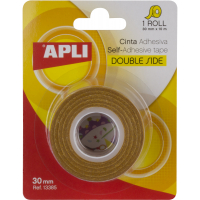 Apli Cinta Adhesiva Doble Cara 30mm x 10m, Adhesion Fuerte y Duradera, Transparente