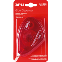 Apli Aplicador Adhesivo Doble Cara 8mm x 10m, Facil de Usar, Adhesivo Fuerte, Ideal para Manualidades y Proyectos Escolares -