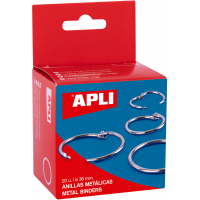 Apli Anillas Articuladas Metalicas 38mm, Caja con 20 Anillas