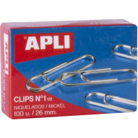 Apli Clips Alambre Nº 1½ (26mm), Caja con 100 Clips