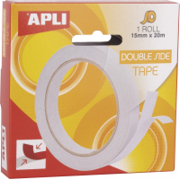 Apli Cinta Adhesiva Doble Cara 15mm x 20m, Adhesion Fuerte y Duradera, Transparente Transparente