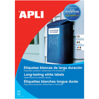 Apli Etiquetas Blancas (Resistentes Intemperie) 63.5x33.9 mm. 10 Hojas A4