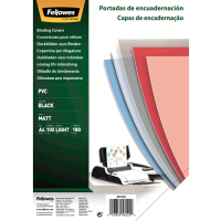 Fellowes Pack de 100 Portadas para Encuadernar de PVC A4, 180 Micras , Negro
